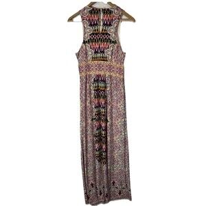 London Times Sleeveless Keyhole Halter Maxi Dress Paisley Print Sz 10